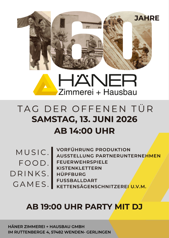 Hausbau Häner feiert 160 Jahre Jubiläum - Premium Zimmerei für moderne, energieeffiziente Holzhäuser und innovative Baulösungen